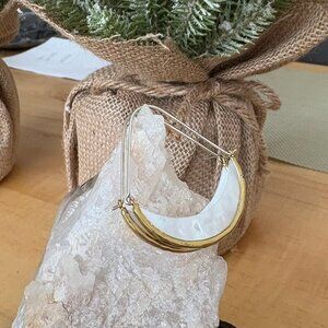 Waxing Poetic Earrings Sterling Silver Mother of Pearl & Brass